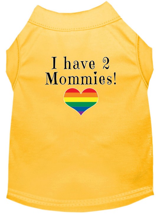 I have 2 Mommies Screen Print Dog Shirt Yellow XXXL